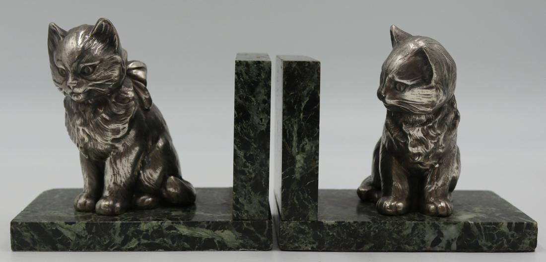 Pair of Art Deco Silvered Bronze & Marble Bookends (1 of 10)
