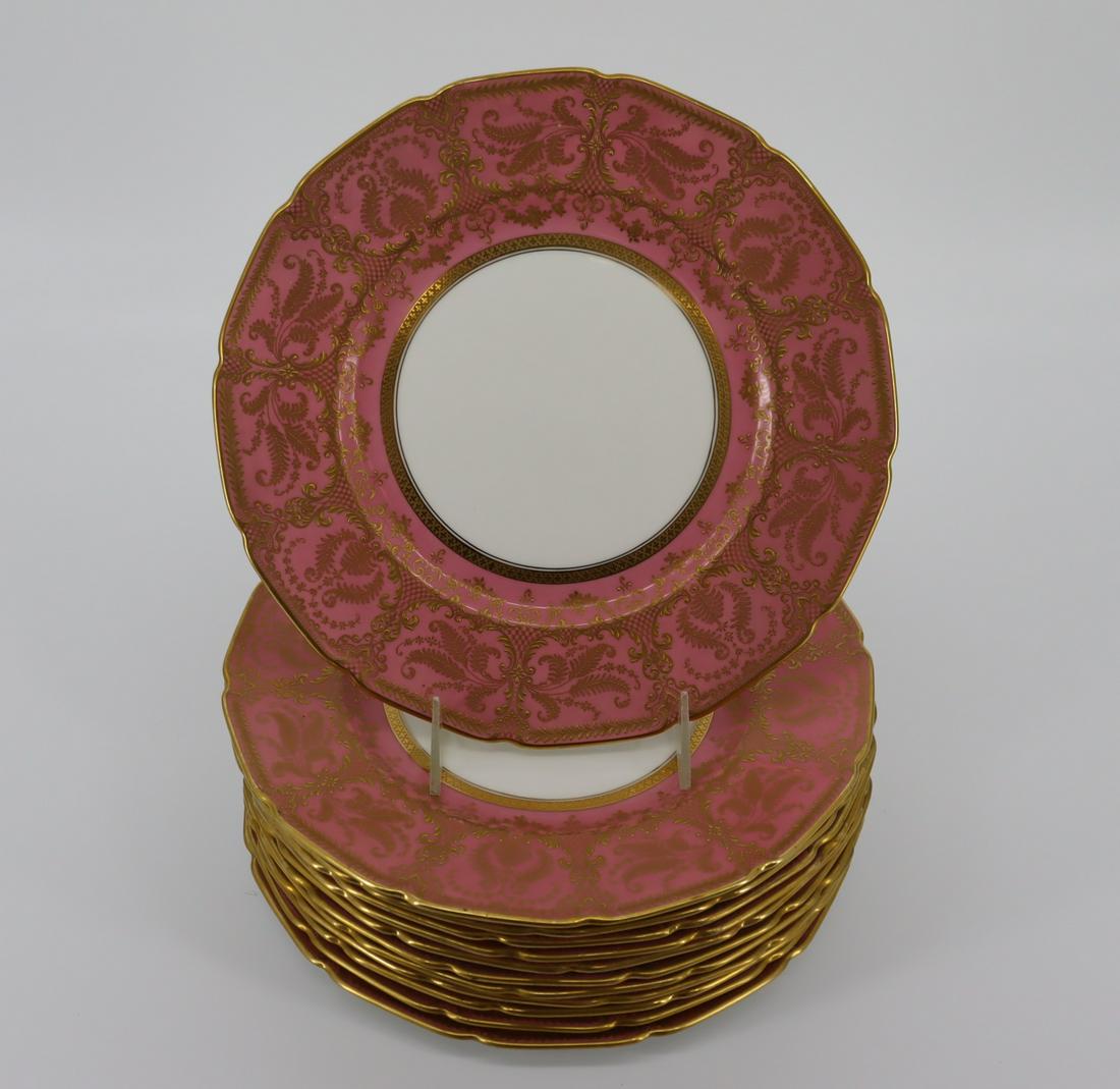 Set Of 12 Royal Doulton Pink & Gilt Service Plates (1 of 5)