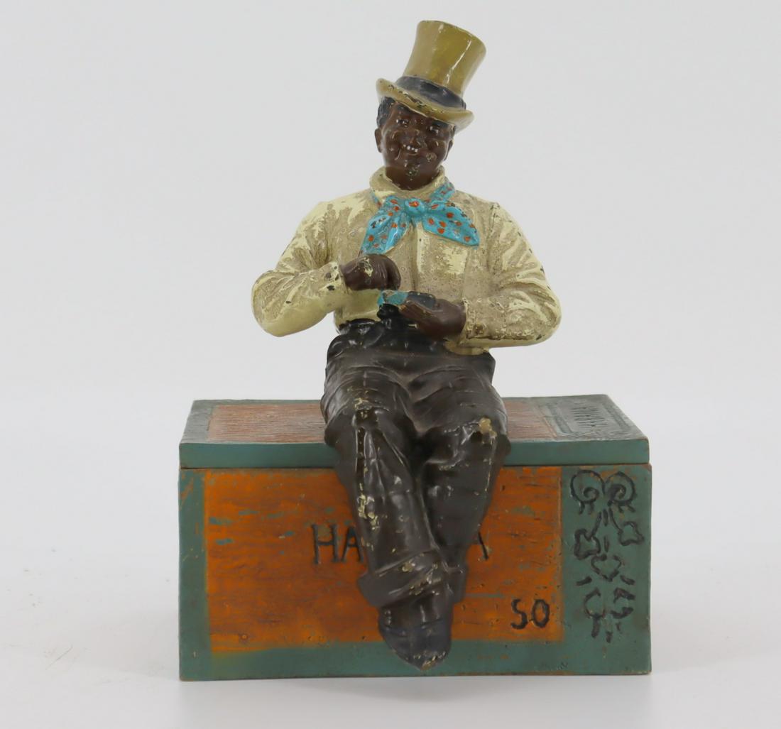 Black Memorabilia Painted Cast Iron Cigar Box (1 of 7)