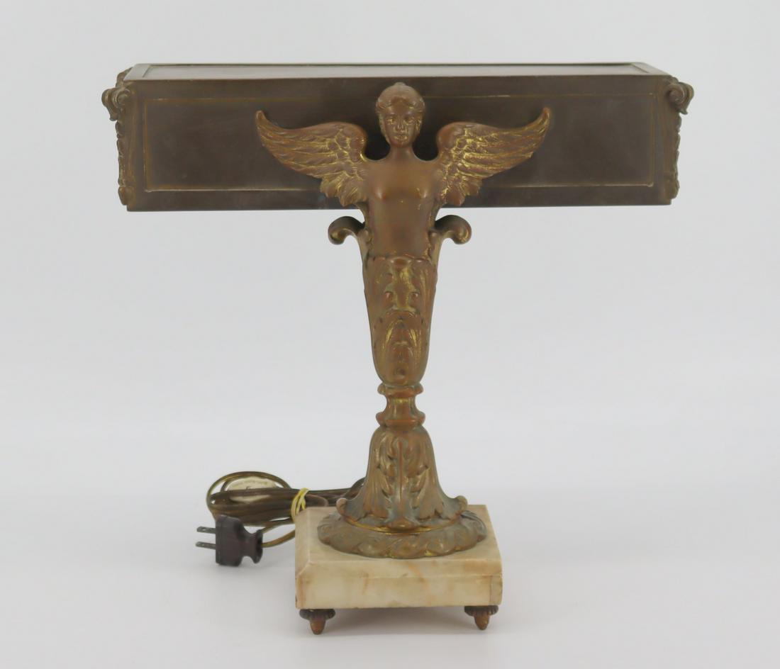 Antique Gilt Metal Figural Desk Lamp (1 of 5)