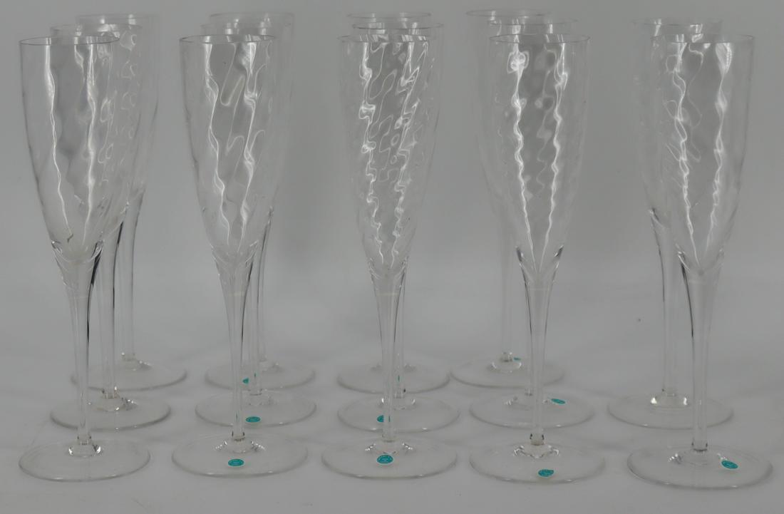 CRYSTAL. Set of 14 Tiffany & Co Champagne Flutes. (1 of 4)