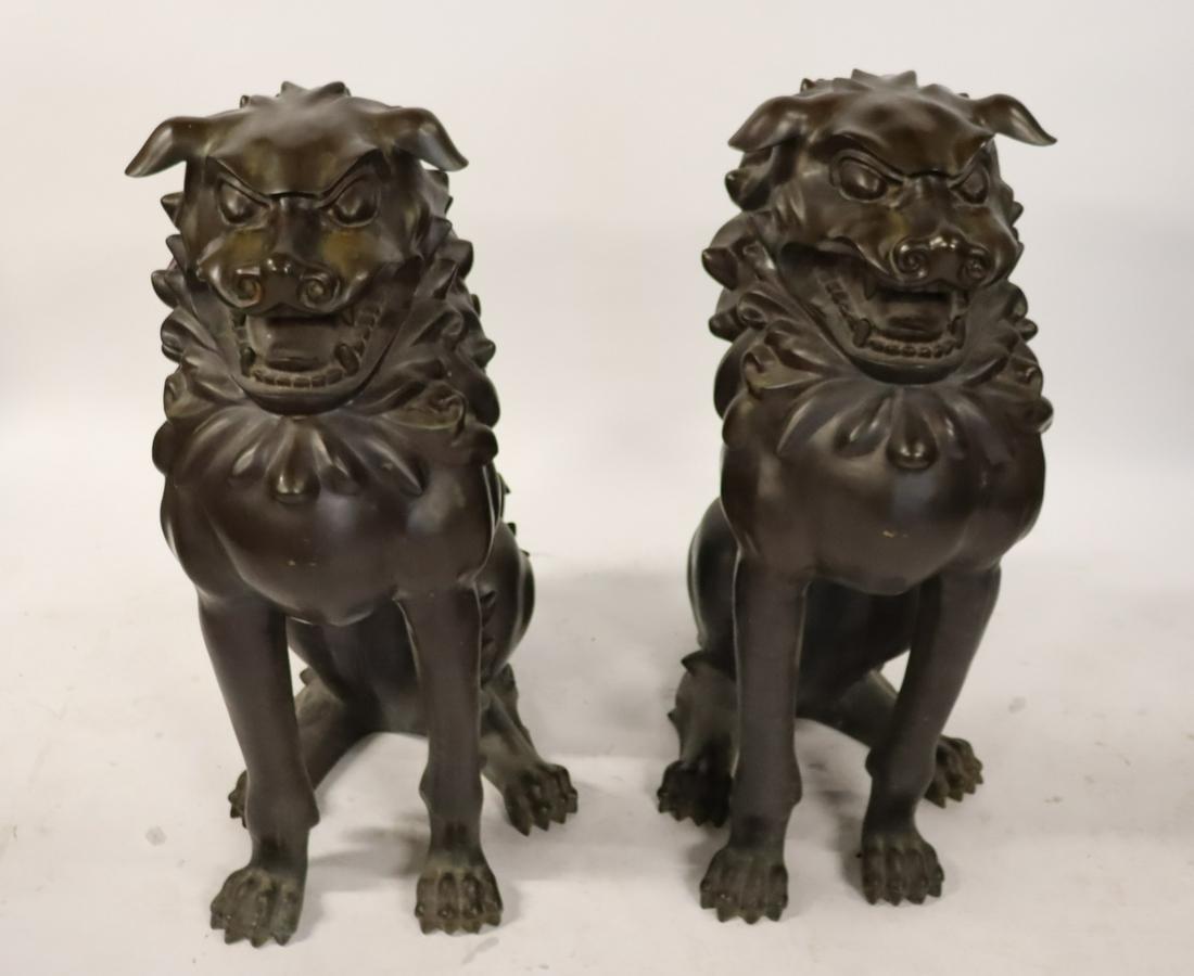Impressive Life Size Pair of Bronze Foo Dogs. (1 of 11)
