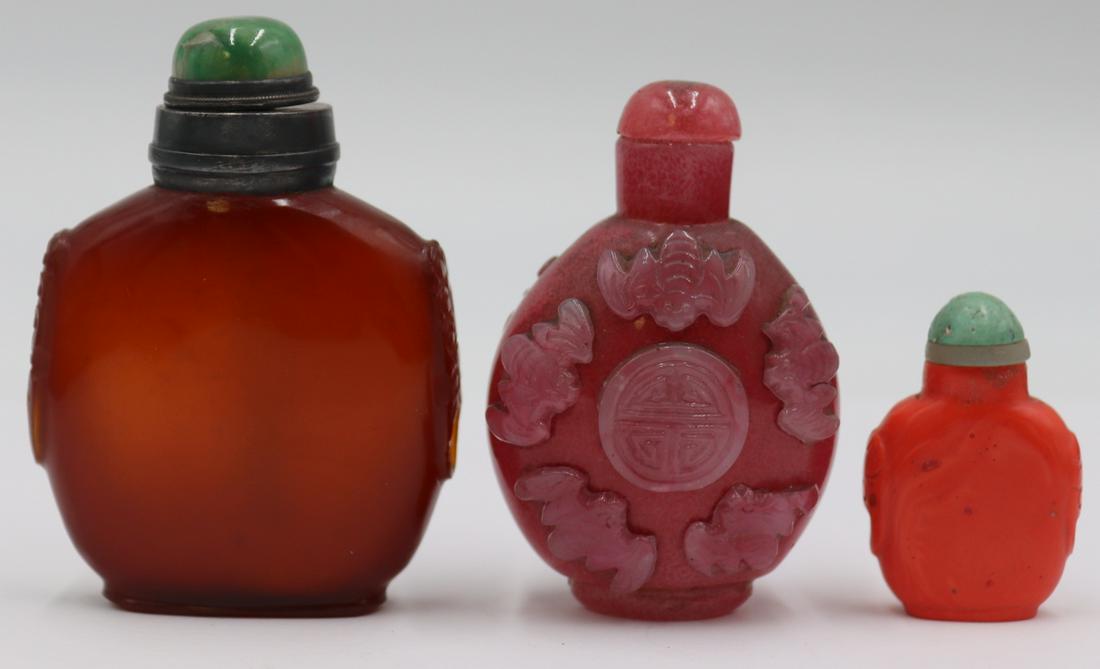 (3) Assorted Carved Snuff Bottles. (1 of 12)