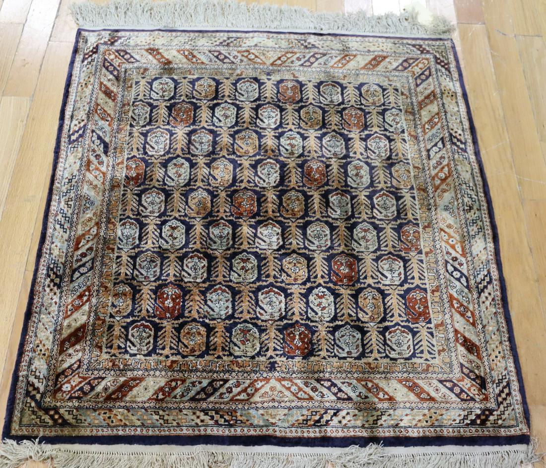 Vintage And Finely Hand Woven Silk Throw Rug. (1 of 4)
