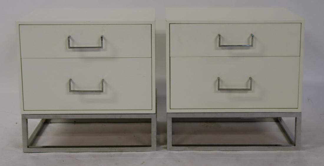 A Pair Of Lawson Fenning Lacquered 2 Drawer Night: Stands. From an Upper East Side NYC estate. Dimensions: 20" x 20" x 14" Condition: Good, odd scuffs on edges.