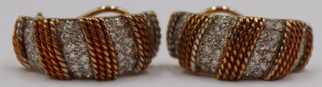 JEWELRY. Pair of 18kt Gold and Diamond Earrings. (1 of 6)