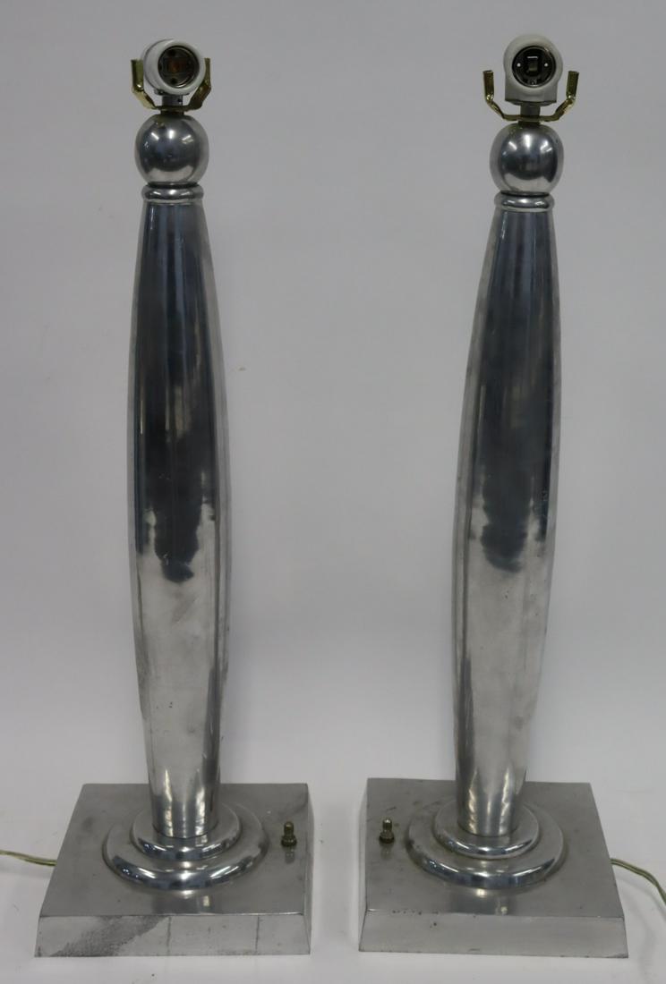Pair Of Alluminium Art Deco Style lamps (1 of 5)