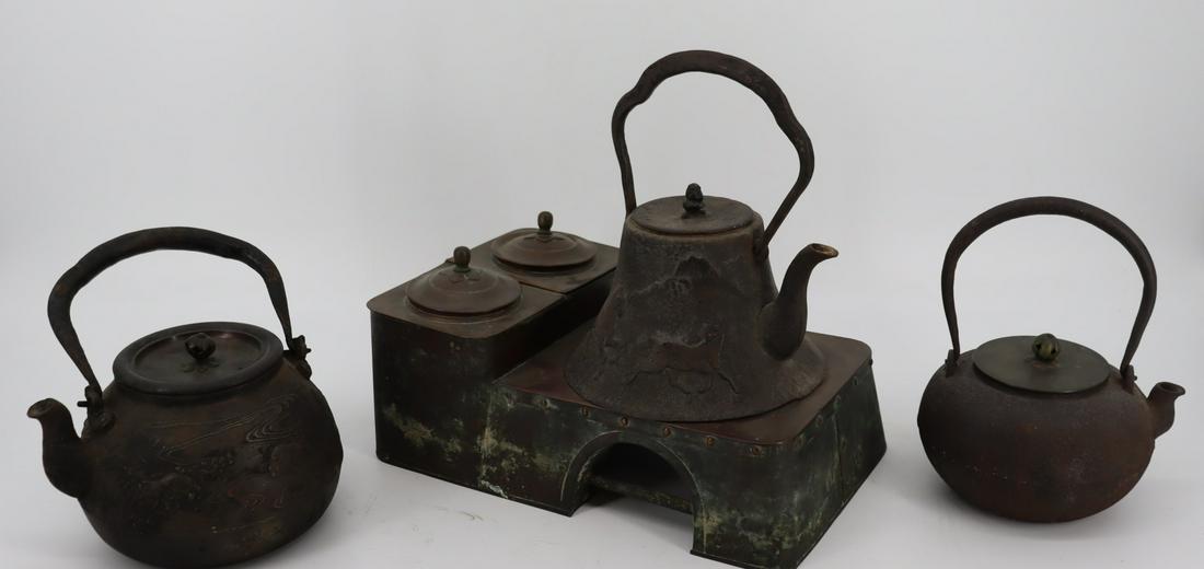 3 Antique Chinese / Japanese Iron Teapots (1 of 11)