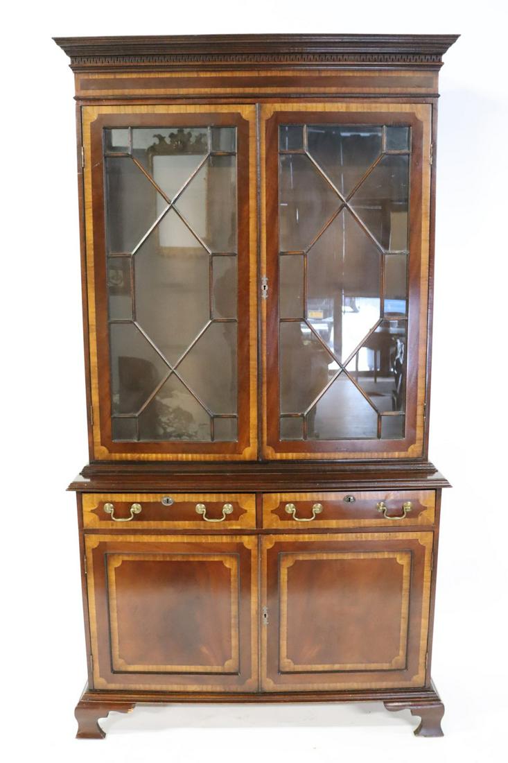 Antique Georgian Style Inlaid Mahogany Bookcase / (1 of 7)
