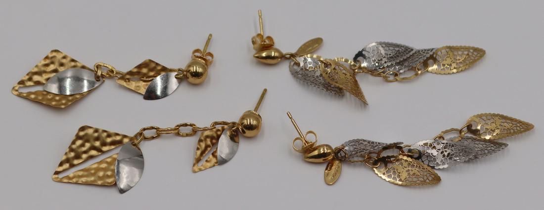 JEWELRY. (2) Pair of Italian 18kt Gold Earrings. (1 of 8)