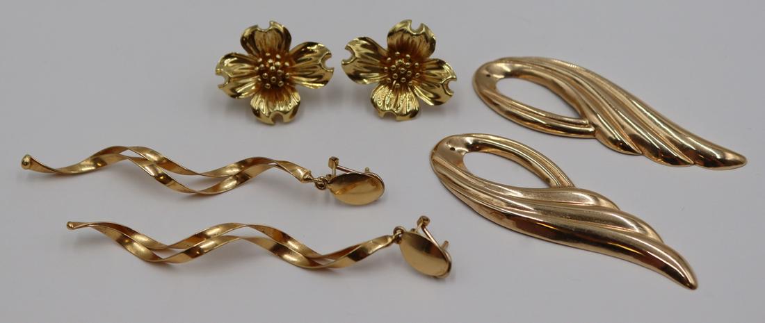 JEWELRY. (2) Pairs of 18kt Gold Earrings. (1 of 8)
