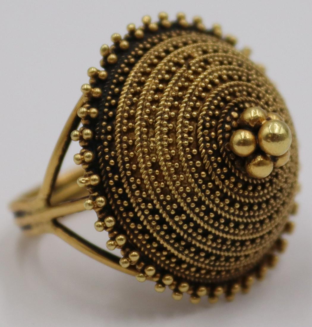JEWELRY. 21kt Gold Etruscan Revival Dome Ring. (1 of 5)
