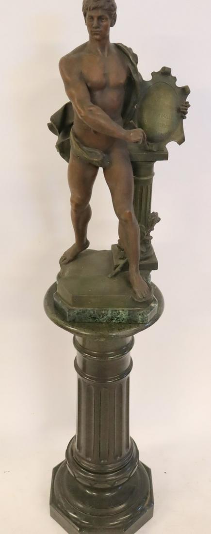 Antique Marble Pedestal Together With A Patinated (1 of 16)