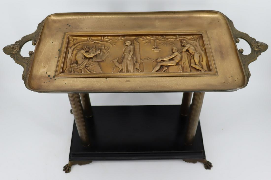 Ferdinand Levillain (French 1837 - 1905).: Signed bronze relief mounted on stand with Barbedienne Foundry mark. From an East 72 St NYC estate. Dimensions: 19" x 29" x 12.5"