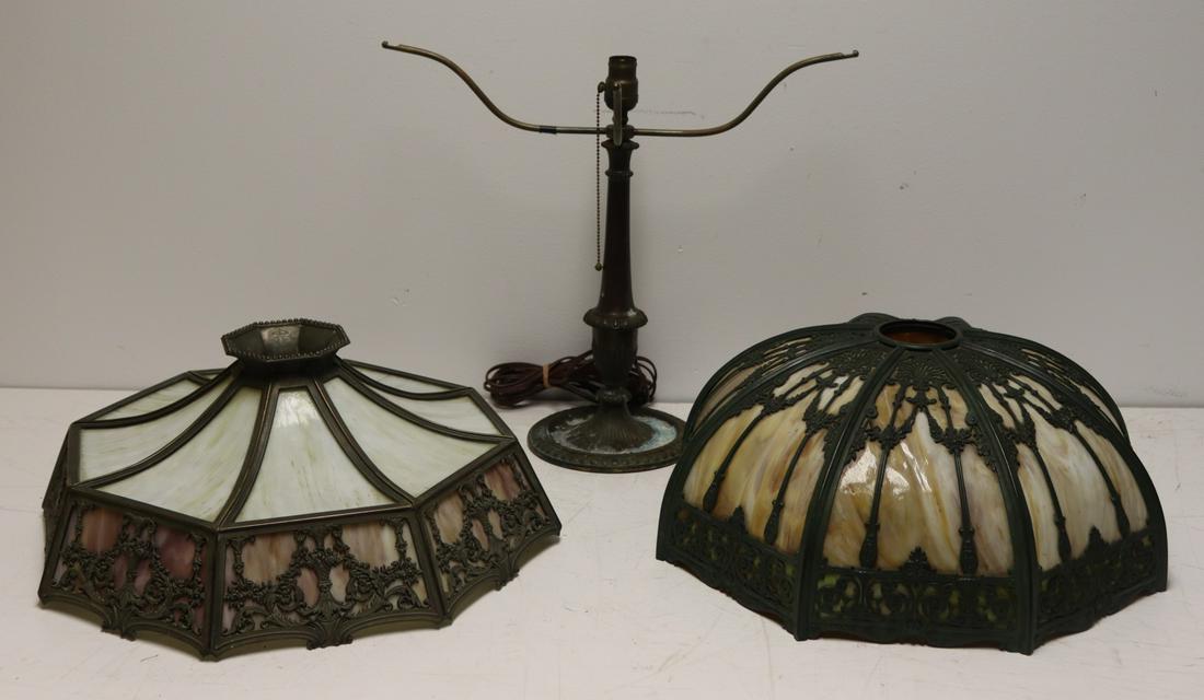 2 Antique Handel Style Slag Glass Shades & A (1 of 14)