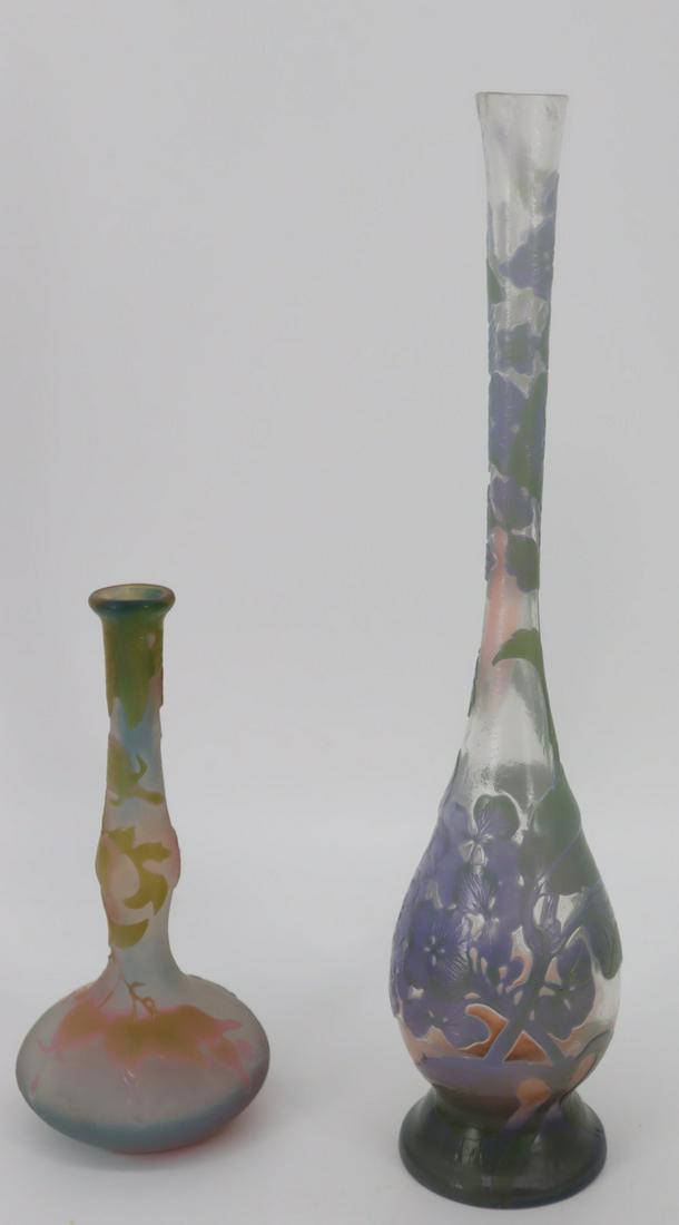 2 Galle Signed French Cameo Glass Vases. (1 of 5)