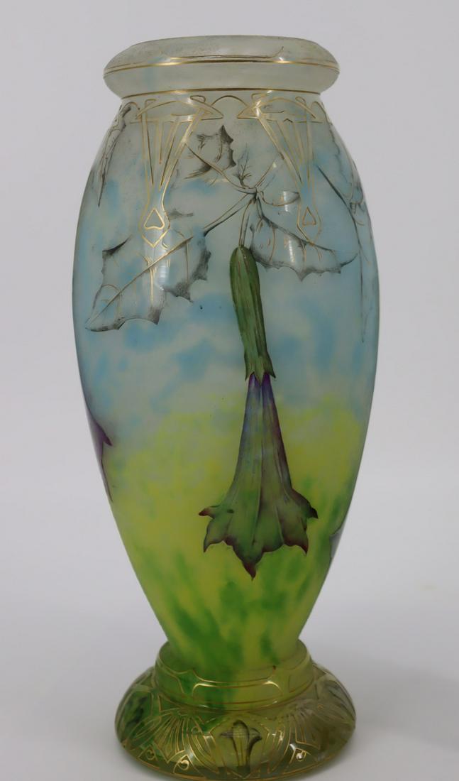 Illegibly Signed French Cameo Glass Vase. (1 of 8)