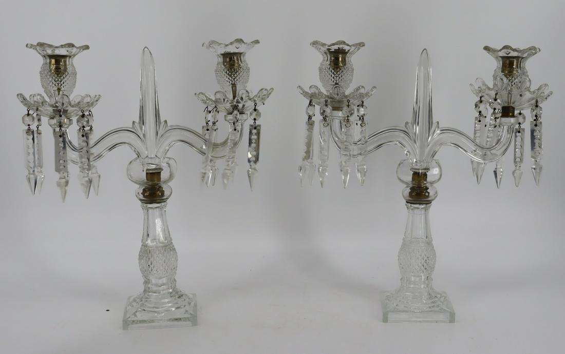 Pair Of  Baccarat Quality Cut Glass Candlebra. (1 of 6)
