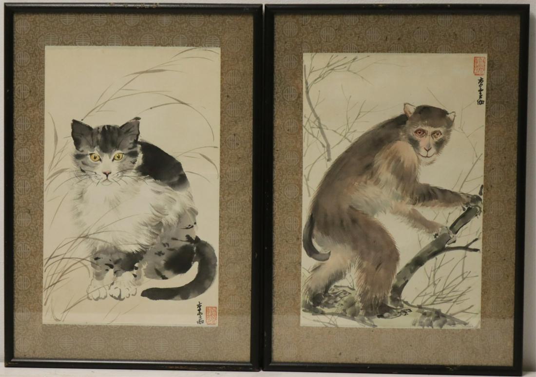 (2) Signed Asian Watercolors of Animals. (1 of 7)