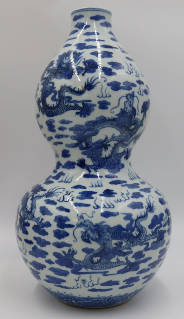 Chinese Blue And White Double Gourd Vase.