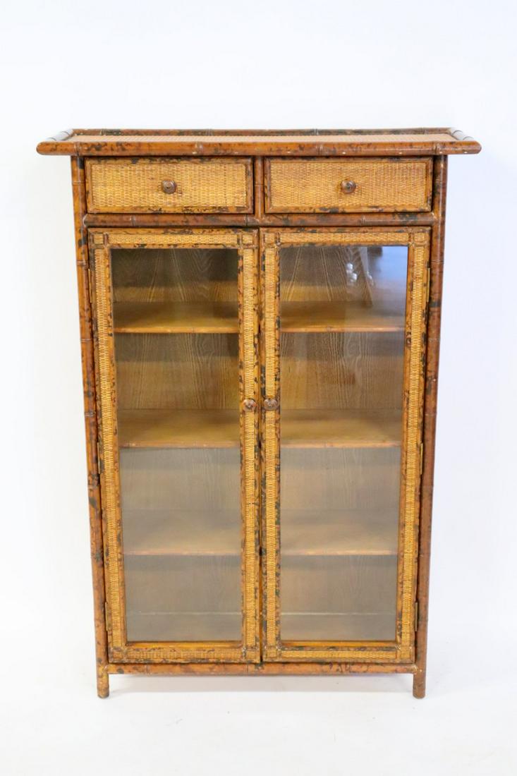 Vintage Bamboo Form 2 Door Bookcase. (1 of 4)