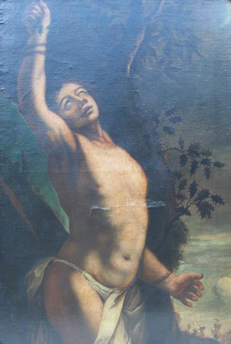 GUIDO RENI (AFTER).: Oil on canvas. St. Sebastian. From a Carlisle, MA collection. - Dimensions: 52" high x 34.75" wide