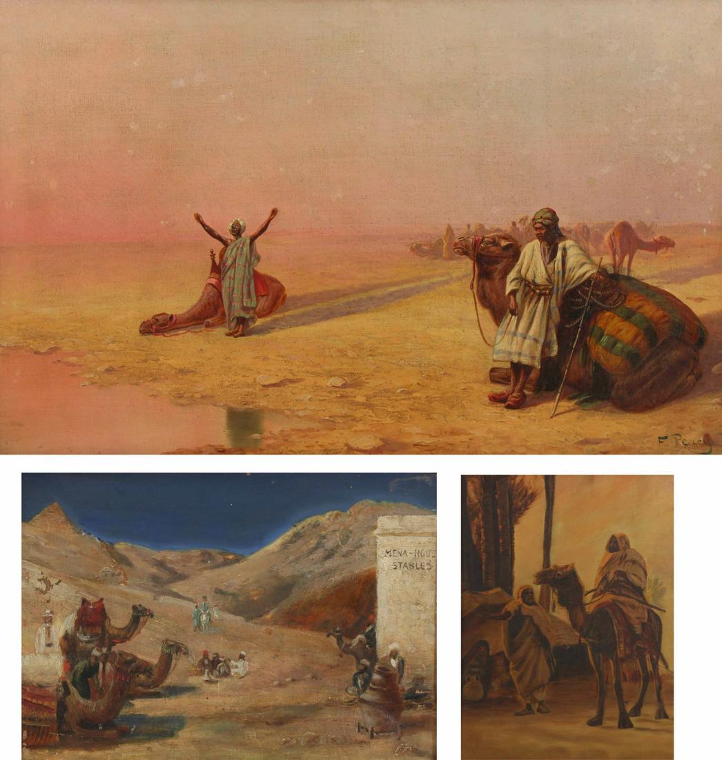 GROUPING OF THREE ORIENTALIST PAINTINGS. (1 of 20)