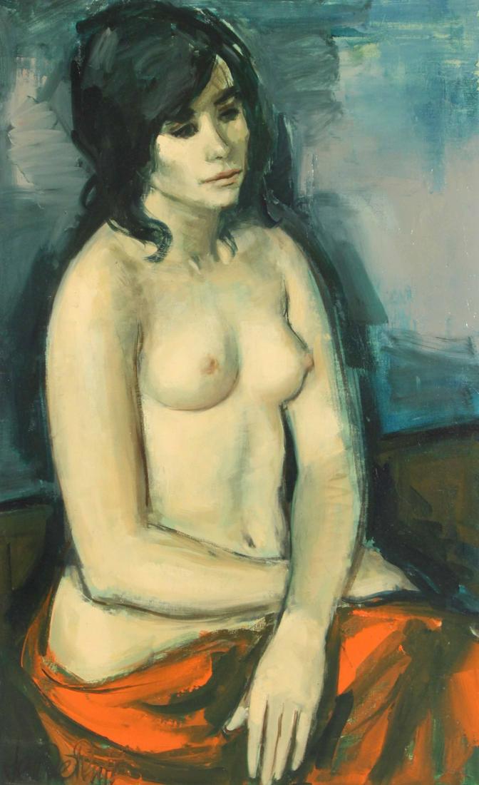 JAN DE RUTH (CZECH, 1922-1991).: Oil on canvas. Nude. Signed lower left. From a Bedford, NY collection. - Dimensions: 26" high x 16" wide