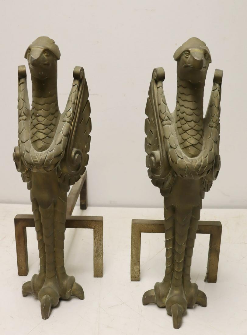 A Fine Quality Pr Of Bronze Griffin Form Andirons. (1 of 9)