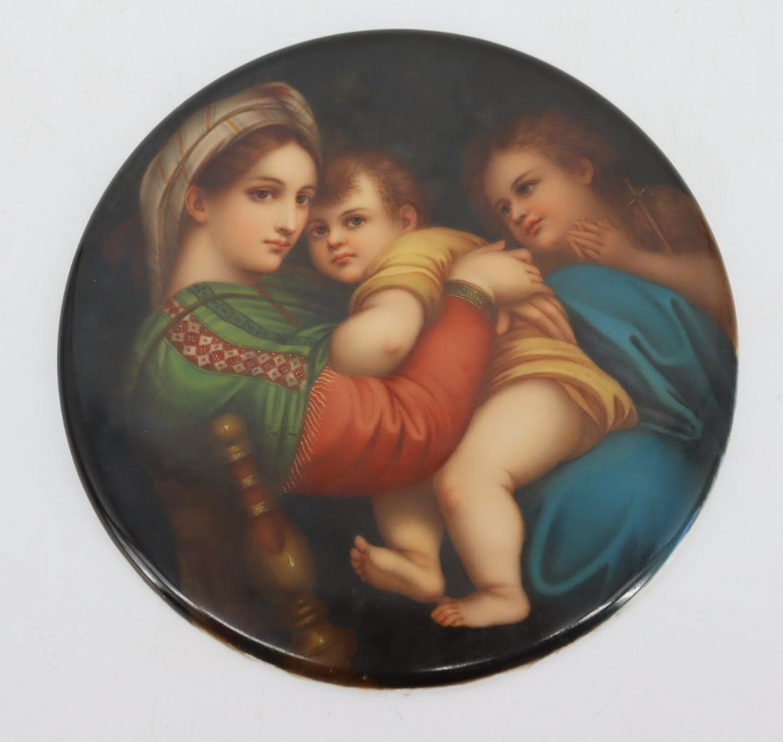 K.P.M. Style Porcelain Plaque.: With labels verso and marked. From a Long Island NY estate. - Dimensions: 7.5" dia