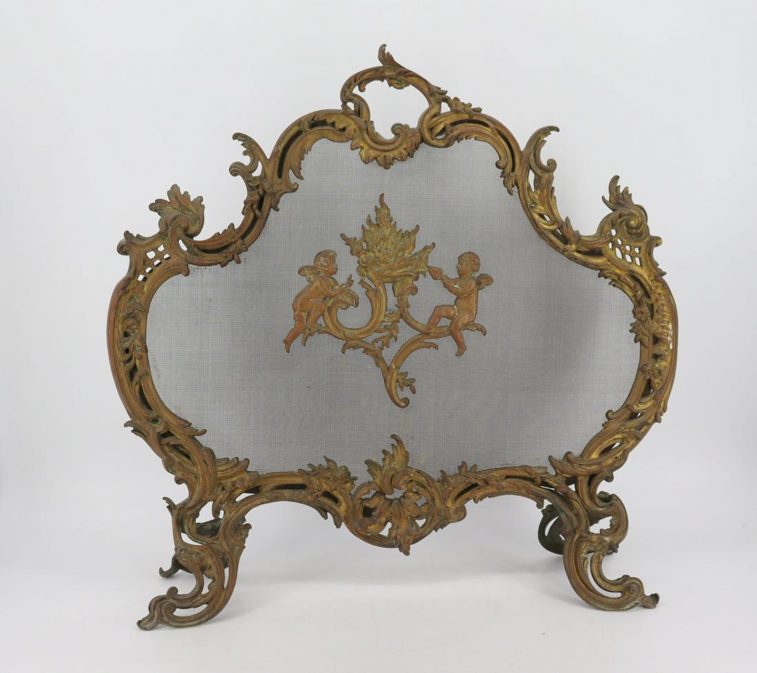 Antique French Bronze Fire Screen. (1 of 4)