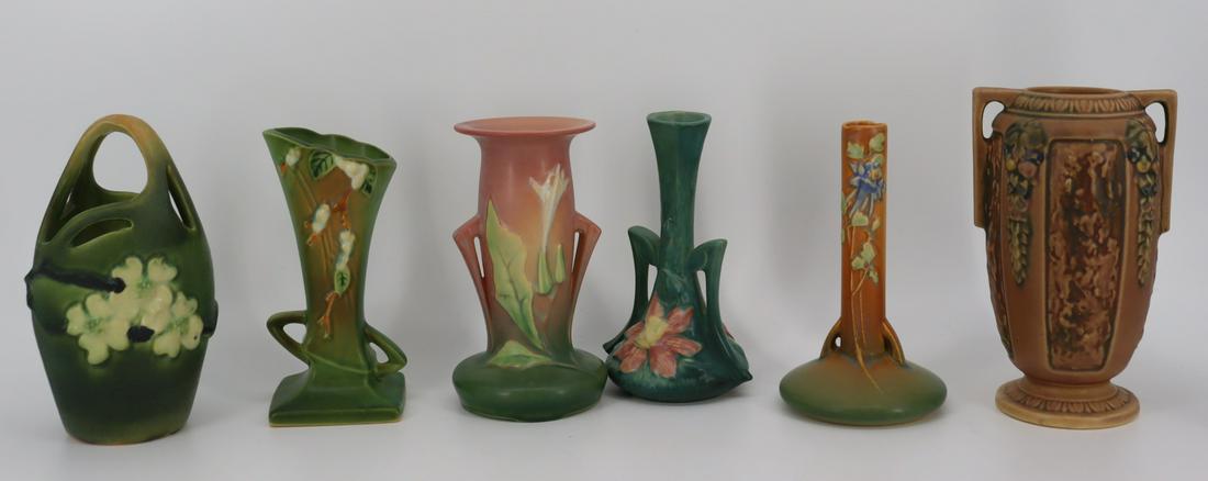 ROSEVILLE Pottery Grouping Of 6 Vases (1 of 4)