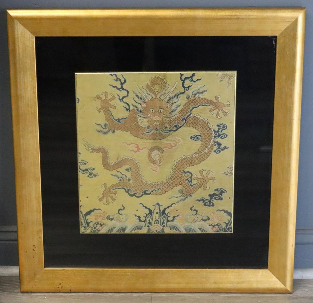 18th C Embroidered Kesi Panel of a Dragon. (1 of 12)
