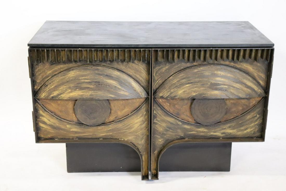 Vintage Paul Evans Style Slate Top  Metal Cabinet (1 of 8)