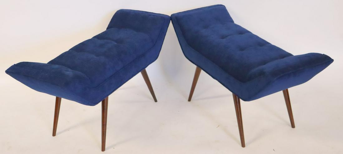 A Vintage Pair Of Upholstered Benches. (1 of 6)