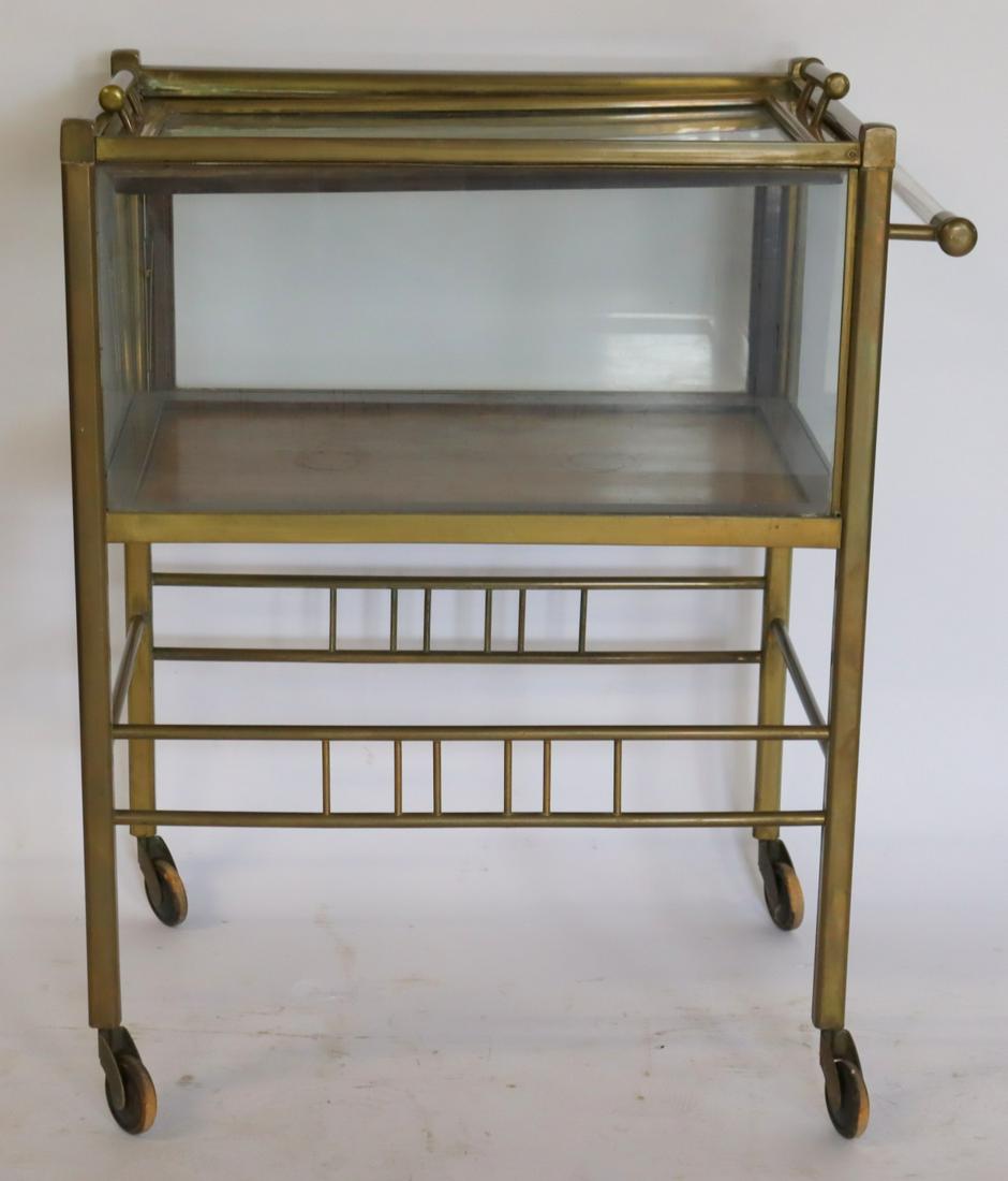 Antique Brass Rolling Bar / Server. (1 of 7)