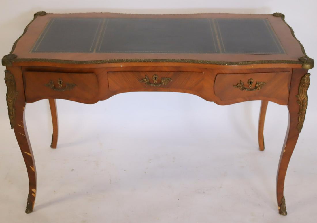 Antique Louis XV Style Leathertop Bureau Plat.: From a Bedford NY estate. - Dimensions: 37" x 29" x 28"