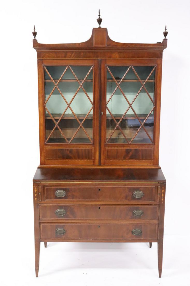 Antique Mahogany Sheraton Style Secretary Bookcase (1 of 9)