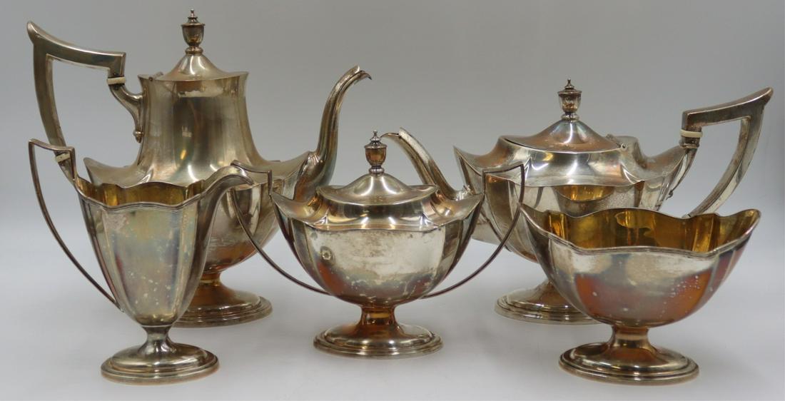 STERLING. 5 Pc. Gorham Plymouth Tea Service. (1 of 12)