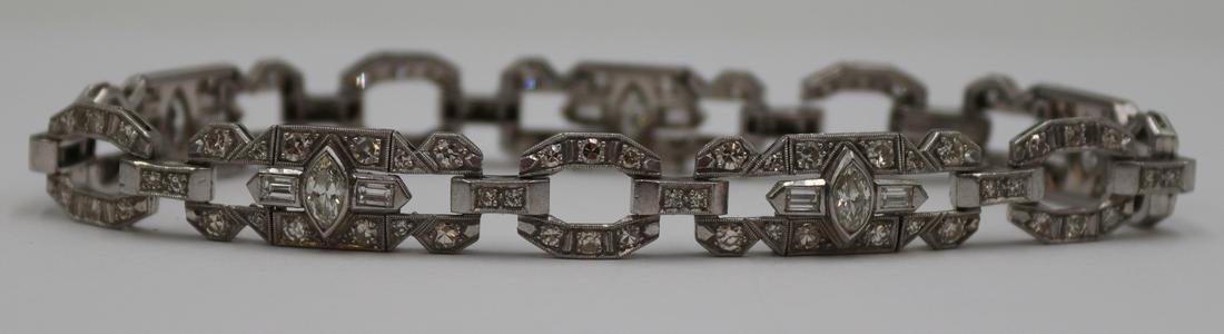 JEWELRY. Art Deco Platinum and Diamond Bracelet. (1 of 6)