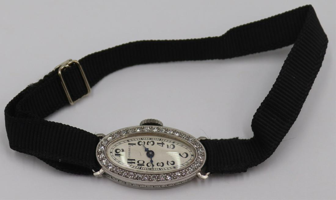 JEWELRY. Antique Longines Platinum and Diamond (1 of 8)