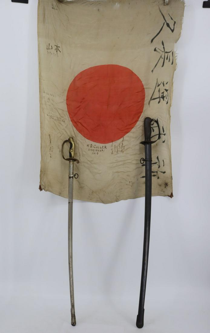 Japanese WW2 Signed Flag & Officer Swords (1 of 12)