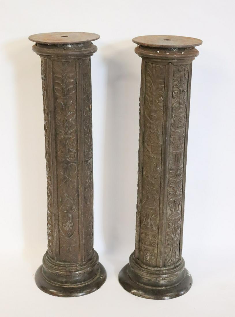 Antique Pair Of Ornate Cast Iron Pedestal Stands (1 of 5)