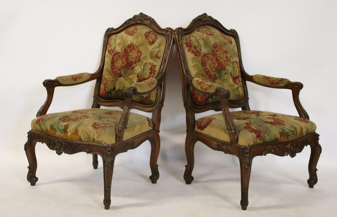 A Fine Pair Of 19th C. French Carved Arm Chairs (1 of 8)