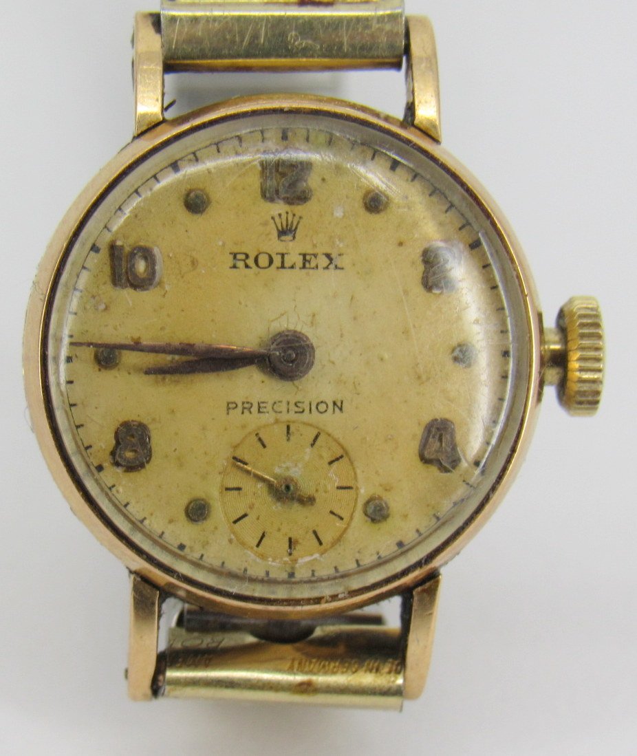 JEWELRY. Ladies Rolex Precision 18kt Gold Watch. (1 of 6)