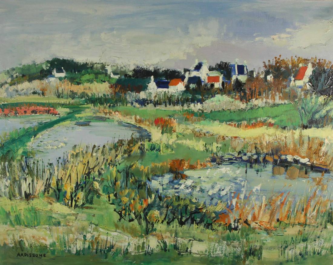 YOLANDE ARDISSONE (FRENCH, 1927).: Oil on canvas. Landscape. Signed lower left. From a Larchmont, NY collection. - Dimensions: 28.75" high x 36" wide