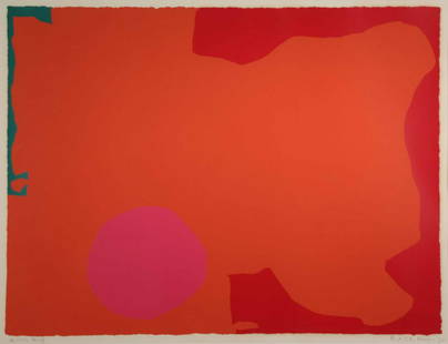 PATRICK HERON (ENGLISH, 1920-1999).: Silkscreen. "Magenta Disc and Red Edge: April 1970". 1970. Signed and dated lower right. Artist's proof. From a Bronxville, NY estate. - Dimensions: Sight: 24.25" high x 31.75" wide