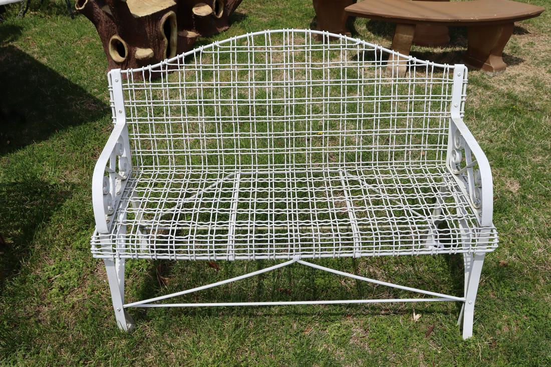 Antique Iron Mesh Style Bench. (1 of 4)