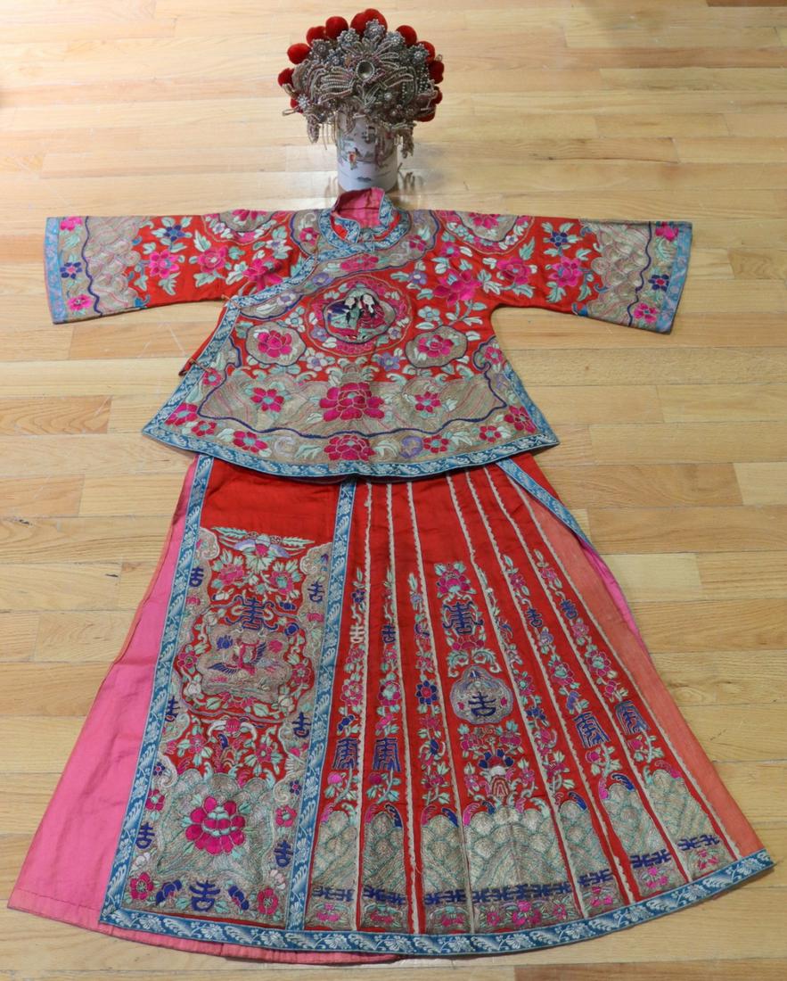 Chinese Silk Wedding Outfit with Headdress. (1 of 20)