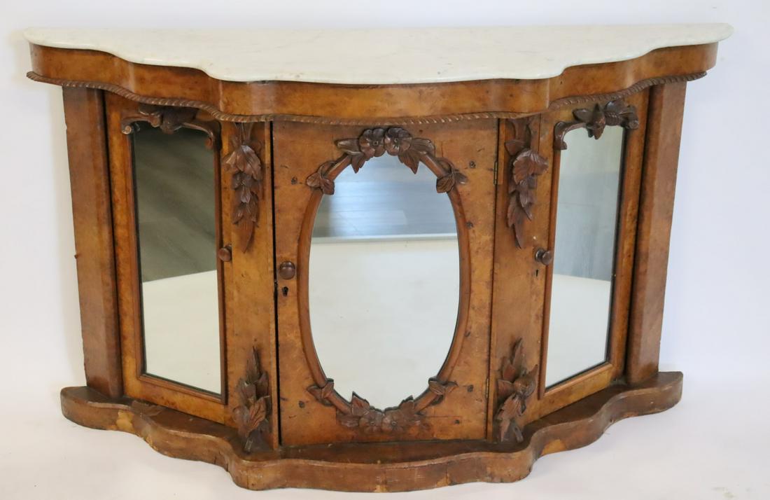 Victorian Walnut, Carved & Marbletop Cabinet. (1 of 12)